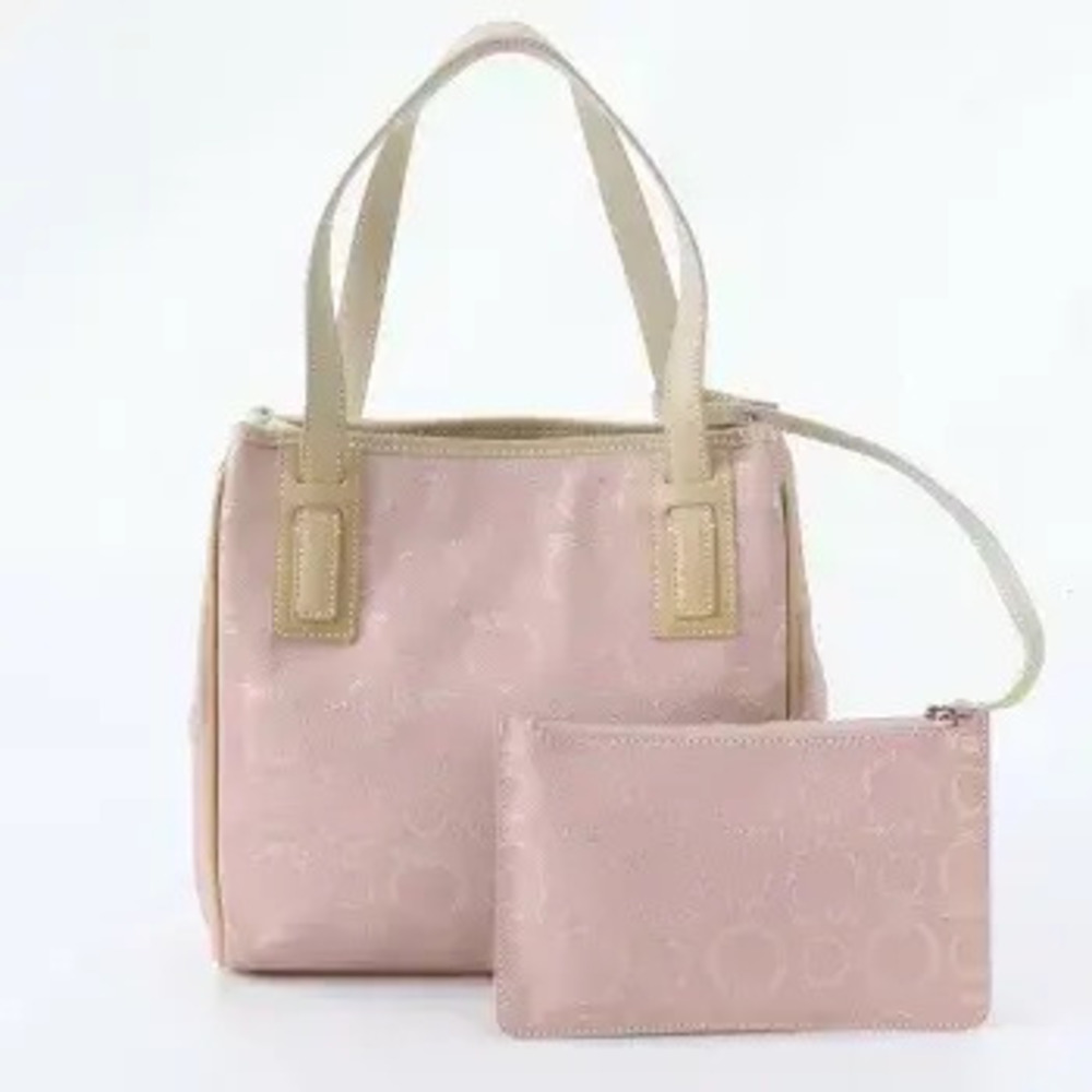 Salvatore Ferragamo Gancini Leather 2Way Shoulder Tote Bag Pouch White